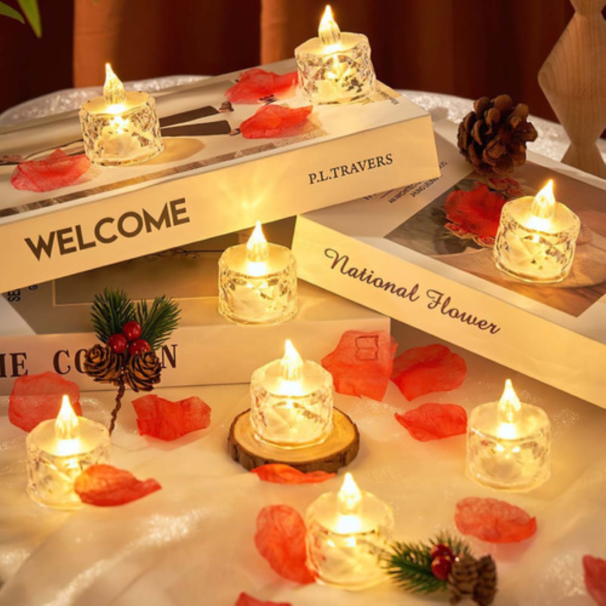 24 Pzas Velas Cristal Led Para Decorar Fiestas Boda
