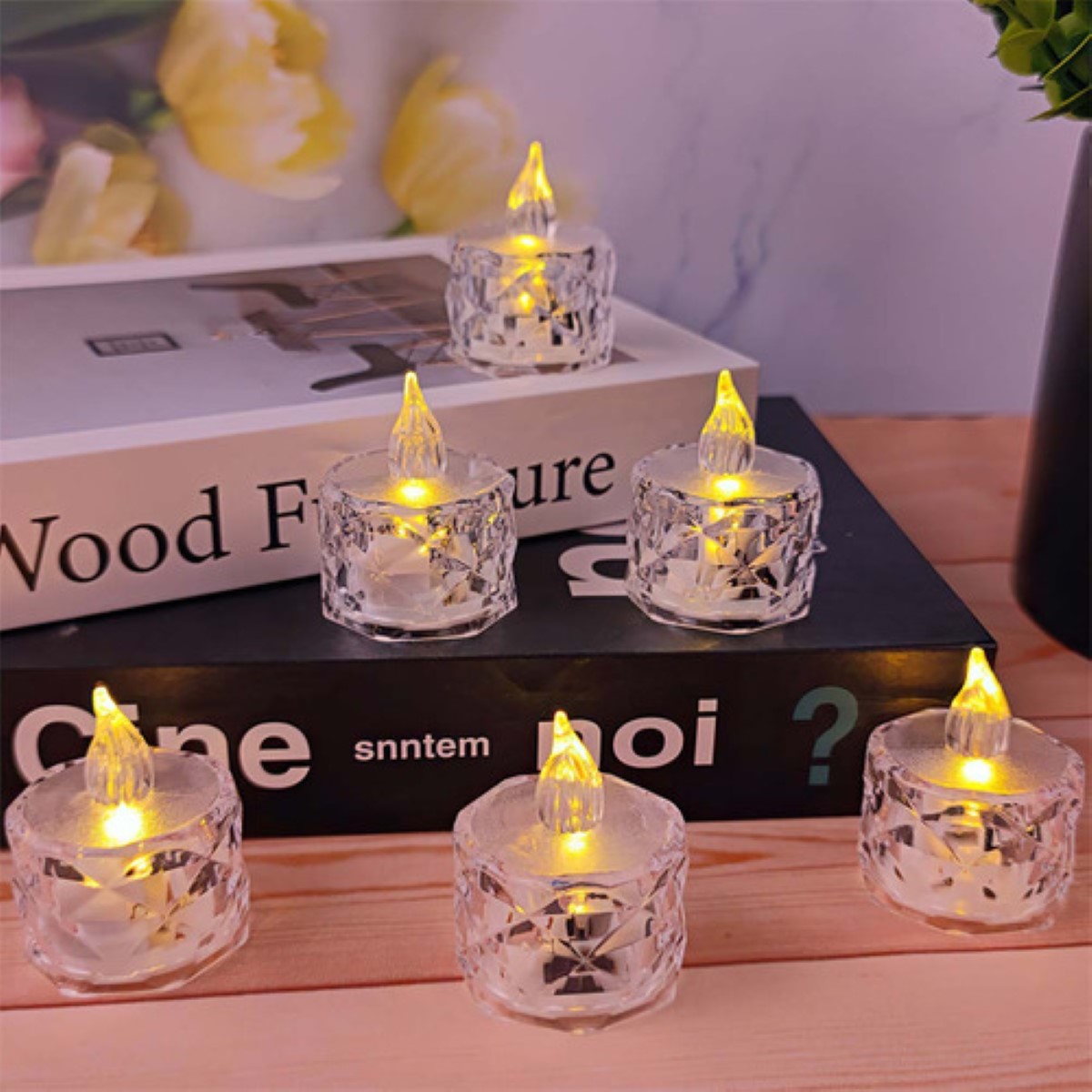 24 Pzas Velas Cristal Led Para Decorar Fiestas Boda