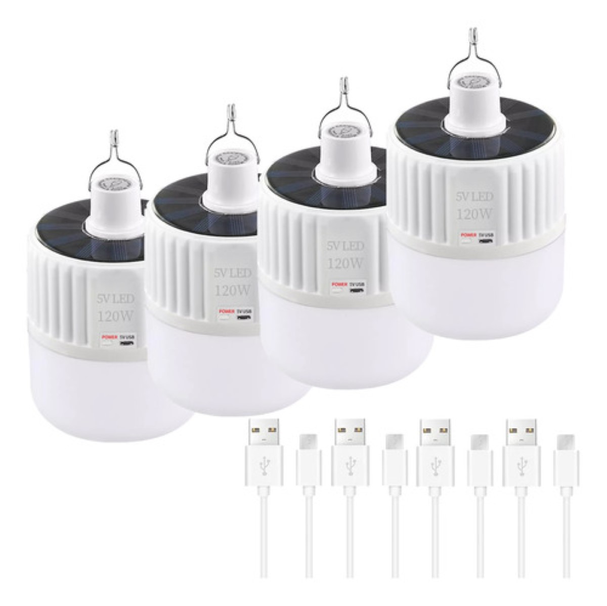 Focos Hogar Portatil Gancho Led Usb Recargables 40w 6piezas blanco