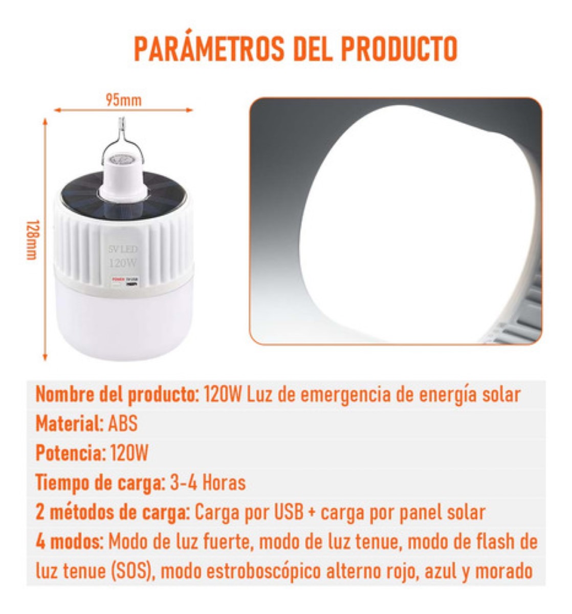 Focos Hogar Portatil Gancho Led Usb Recargables 40w 6piezas blanco