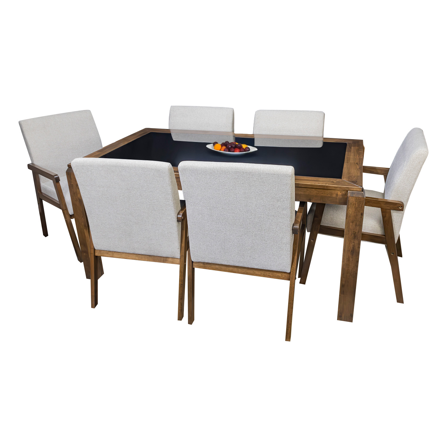 Comedor con Mesa de Cristal y 6 Sillas Moderno 160cm de largo Bossa Gurney