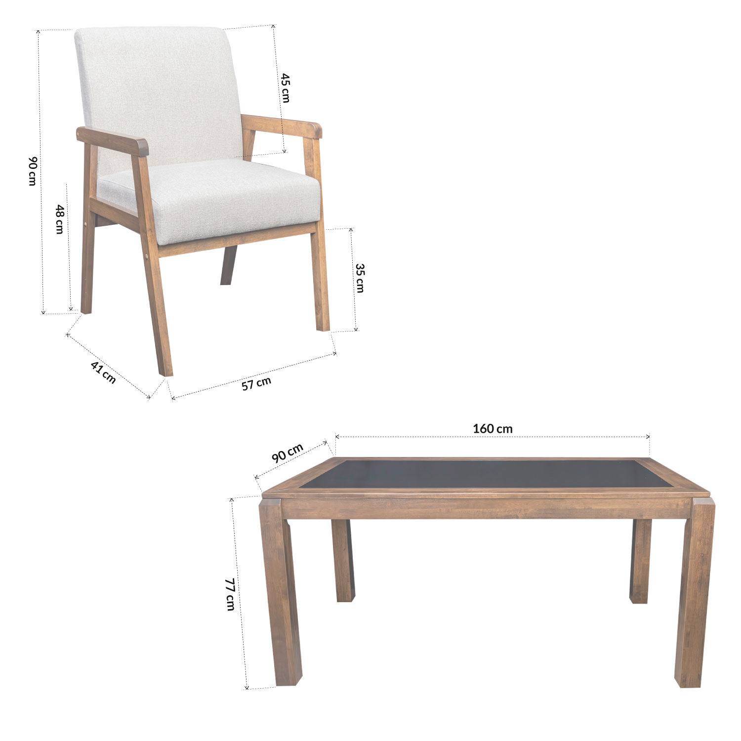 Comedor con Mesa de Cristal y 6 Sillas Moderno 160cm de largo Bossa Gurney