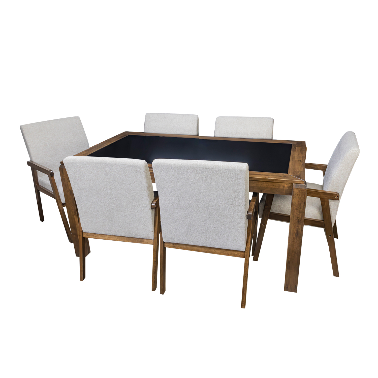Comedor con Mesa de Cristal y 6 Sillas Moderno 160cm de largo Bossa Gurney