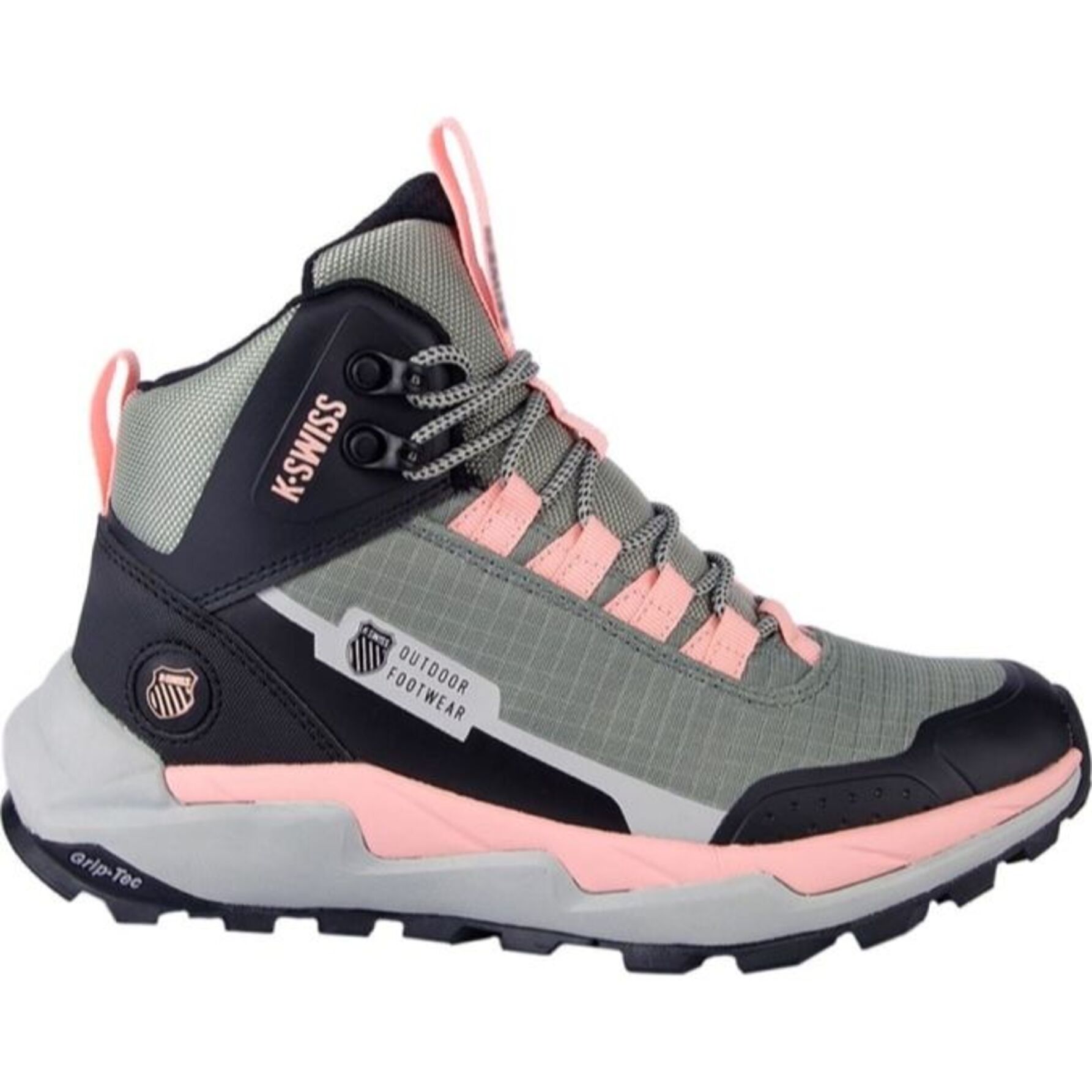 Bota para mujer, tipo hiker, con suela tipo track, color gris, con agujetas, marca K-Swiss 1190124