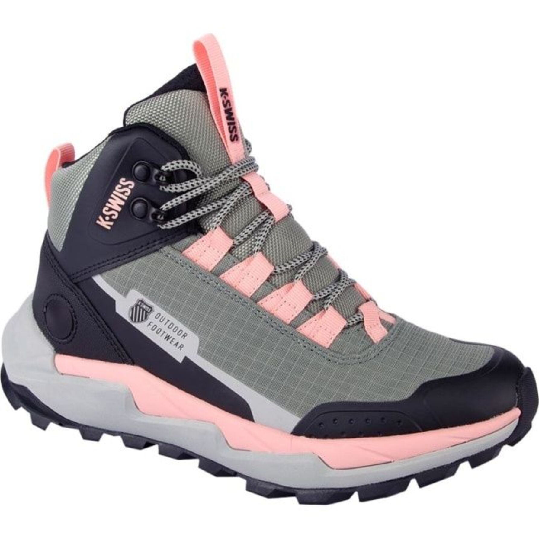 Bota para mujer, tipo hiker, con suela tipo track, color gris, con agujetas, marca K-Swiss 1190124