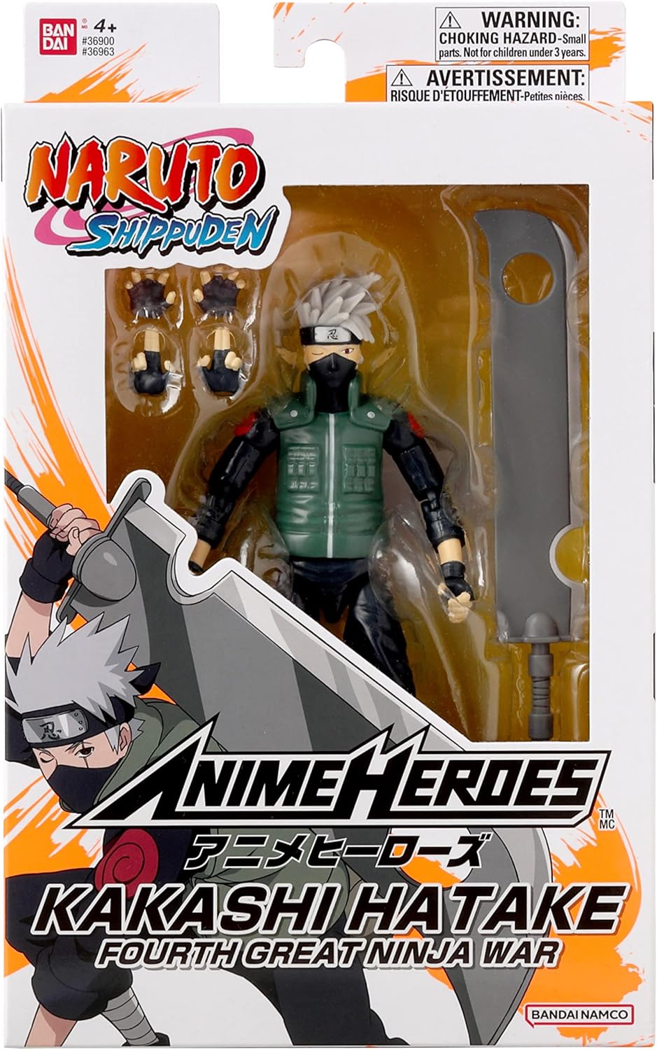 Anime Heroes Kakashi Hatake Fourth Great Ninja War 8th Wave Figura Articulada de Acción de 6.5" Muñeco Coleccionable para Niños Original de Bandai 