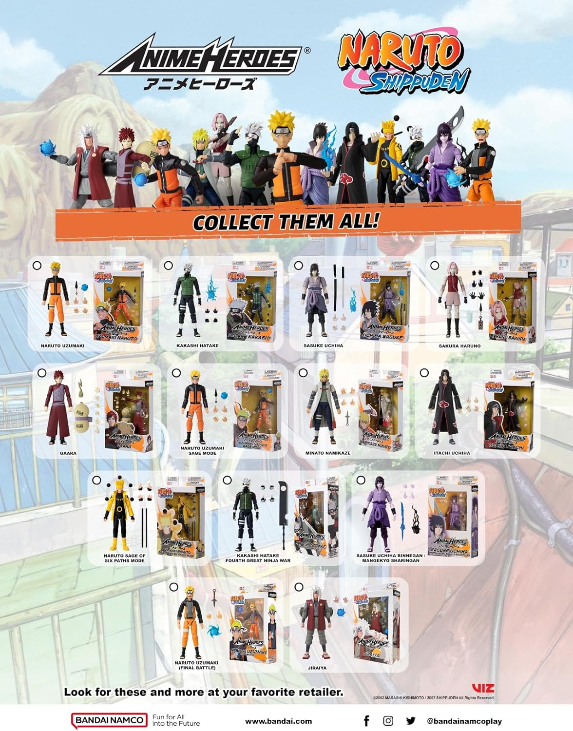Anime Heroes Kakashi Hatake Fourth Great Ninja War 8th Wave Figura Articulada de Acción de 6.5" Muñeco Coleccionable para Niños Original de Bandai 