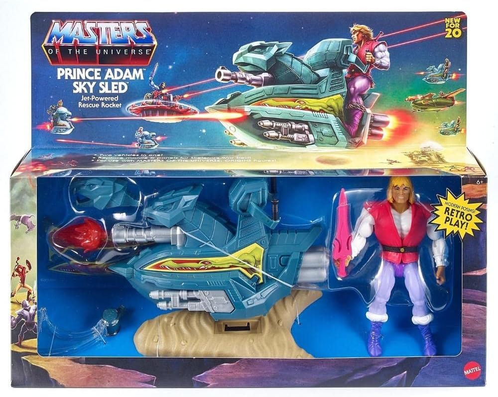 Vehículo Jet Sled Masters of the Universe con Figura de Acción Exclusiva Príncipe Adam MATTEL MOTU