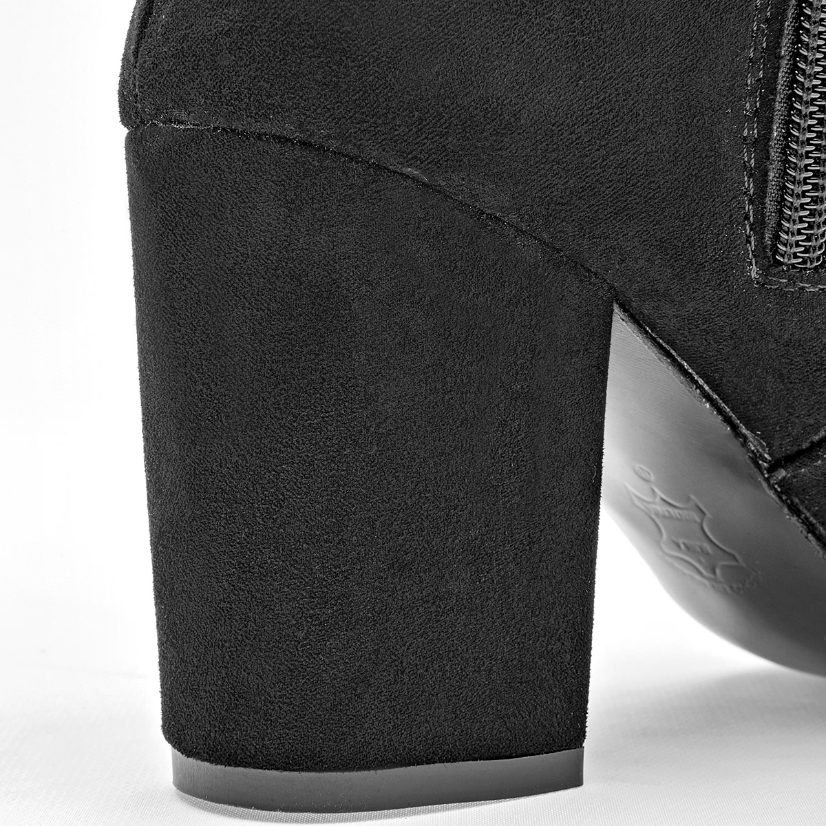 Catalina Bota Larga Mujer En Gamuza Tacon Cuadro 8cm Tubo 26 cm Color Negro E9