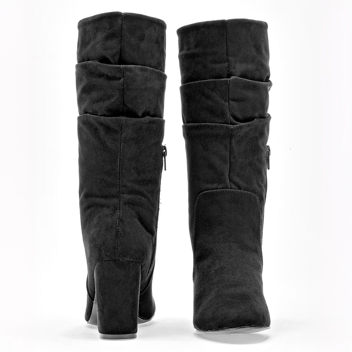 Catalina Bota Larga Mujer En Gamuza Tacon Cuadro 8cm Tubo 26 cm Color Negro E9