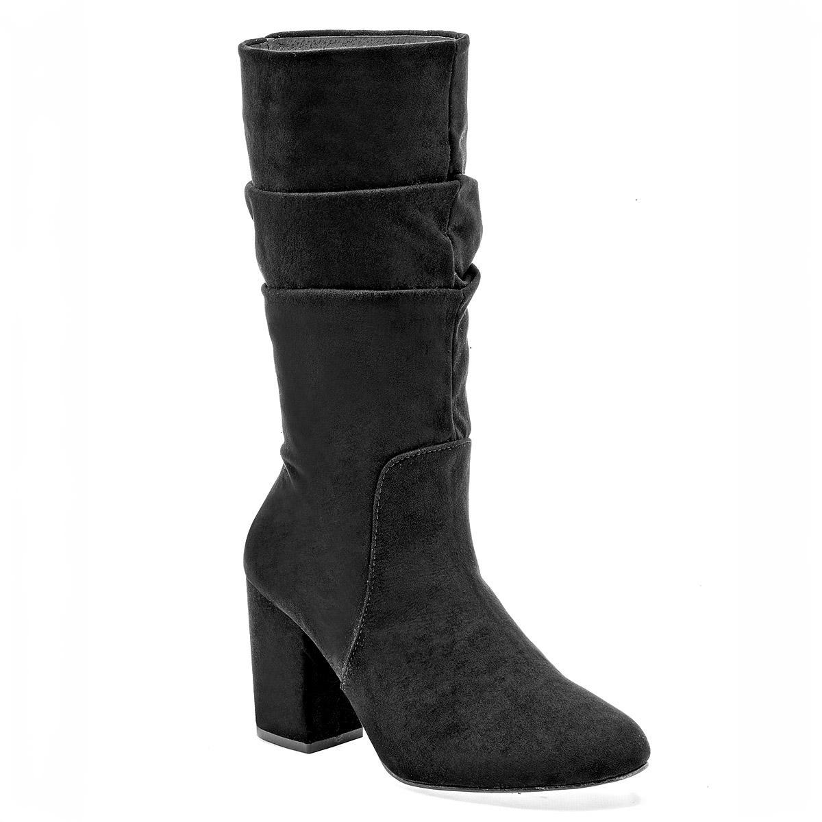 Catalina Bota Larga Mujer En Gamuza Tacon Cuadro 8cm Tubo 26 cm Color Negro E9