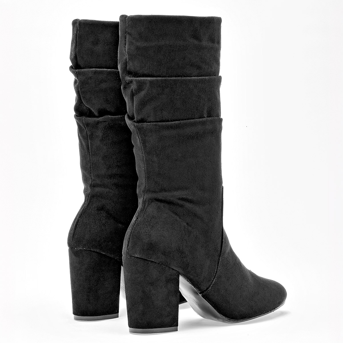 Catalina Bota Larga Mujer En Gamuza Tacon Cuadro 8cm Tubo 26 cm Color Negro E9