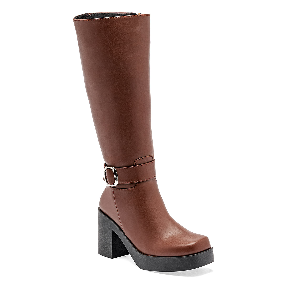 Catalina Bota Larga Mujer Tacon Cuadrado 8cm Tubo 35cm Color Negro E9