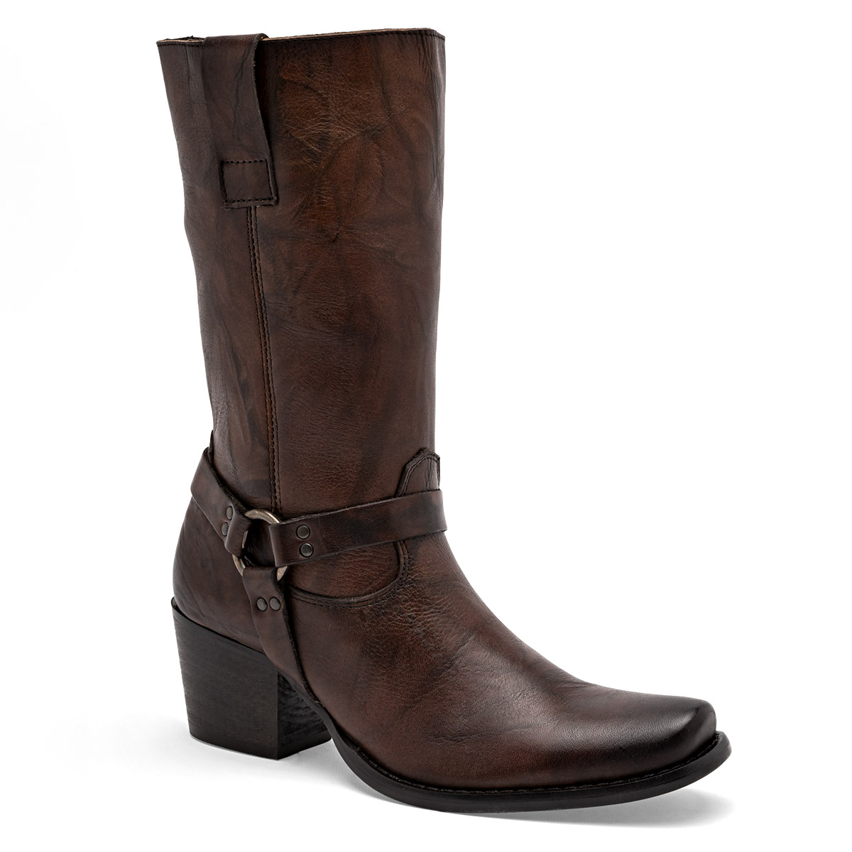 Gösh Bota Vaquera Mujer En Piel Tacon Cuadrado 6cm Tubo 25cm Color Cafe E9
