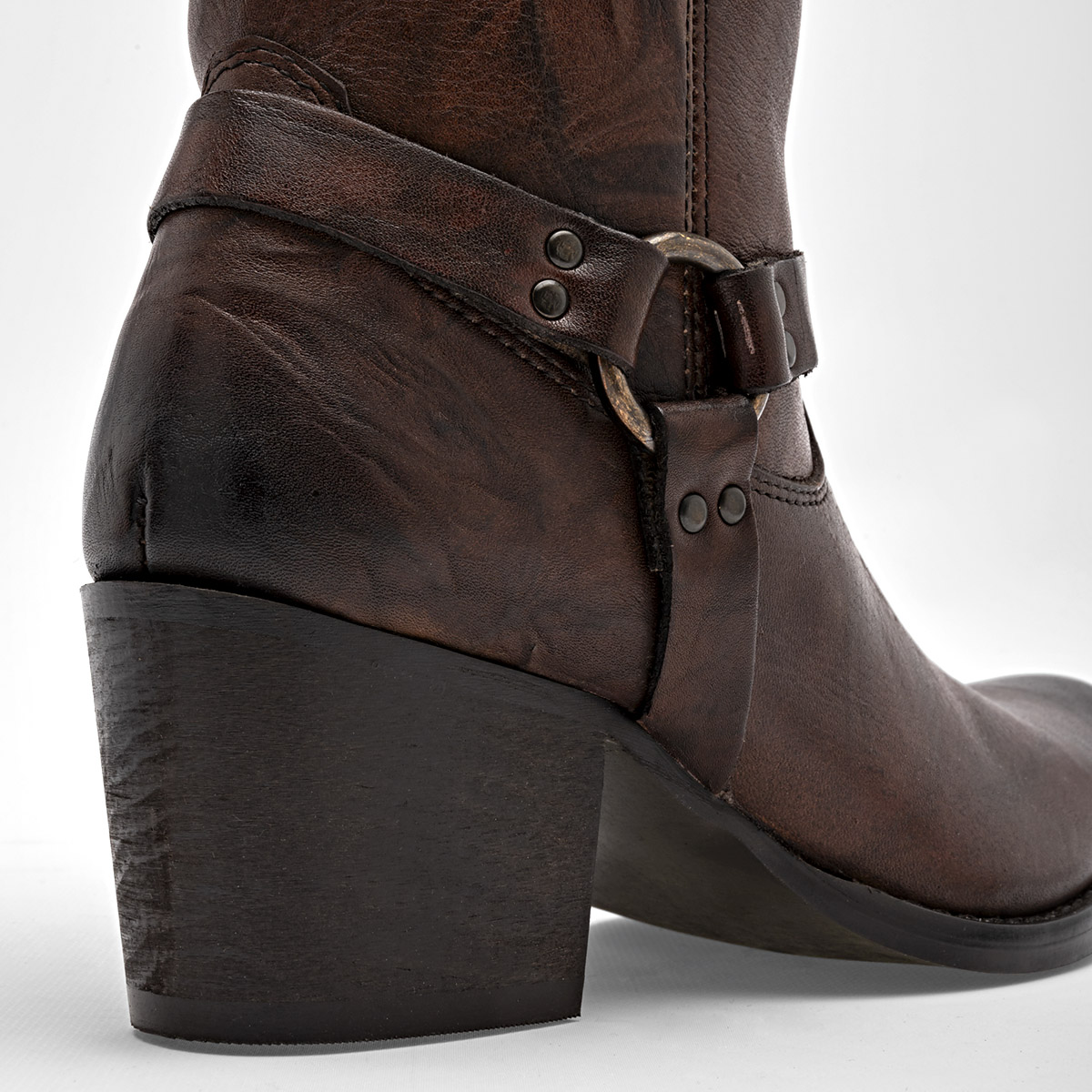 Gösh Bota Vaquera Mujer En Piel Tacon Cuadrado 6cm Tubo 25cm Color Cafe E9