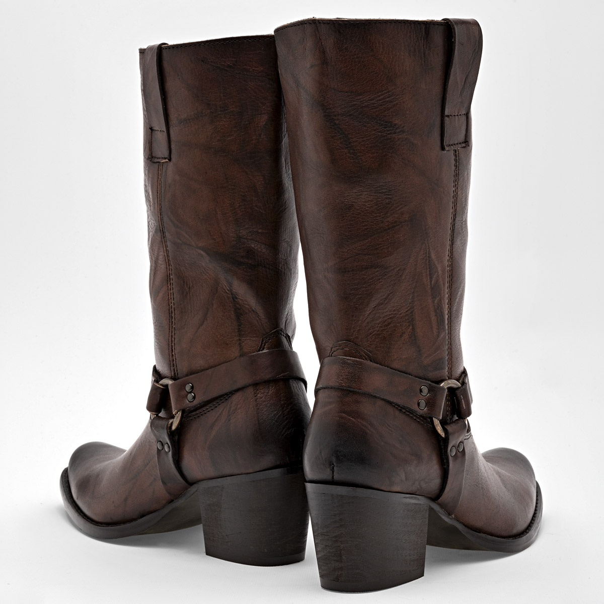 Gösh Bota Vaquera Mujer En Piel Tacon Cuadrado 6cm Tubo 25cm Color Cafe E9