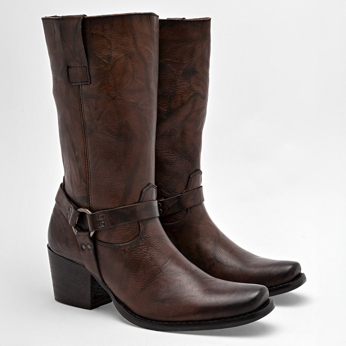 Gösh Bota Vaquera Mujer En Piel Tacon Cuadrado 6cm Tubo 25cm Color Cafe E9