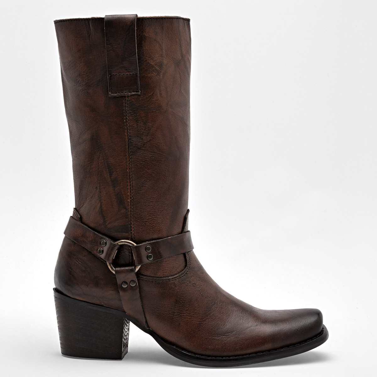 Gösh Bota Vaquera Mujer En Piel Tacon Cuadrado 6cm Tubo 25cm Color Cafe E9