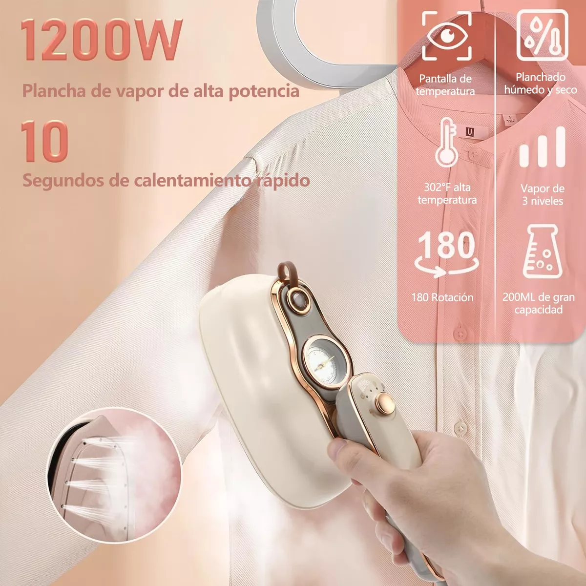 Plancha De Vapor Portátil Para Ropa Doble Uso Seco Y Húmedo