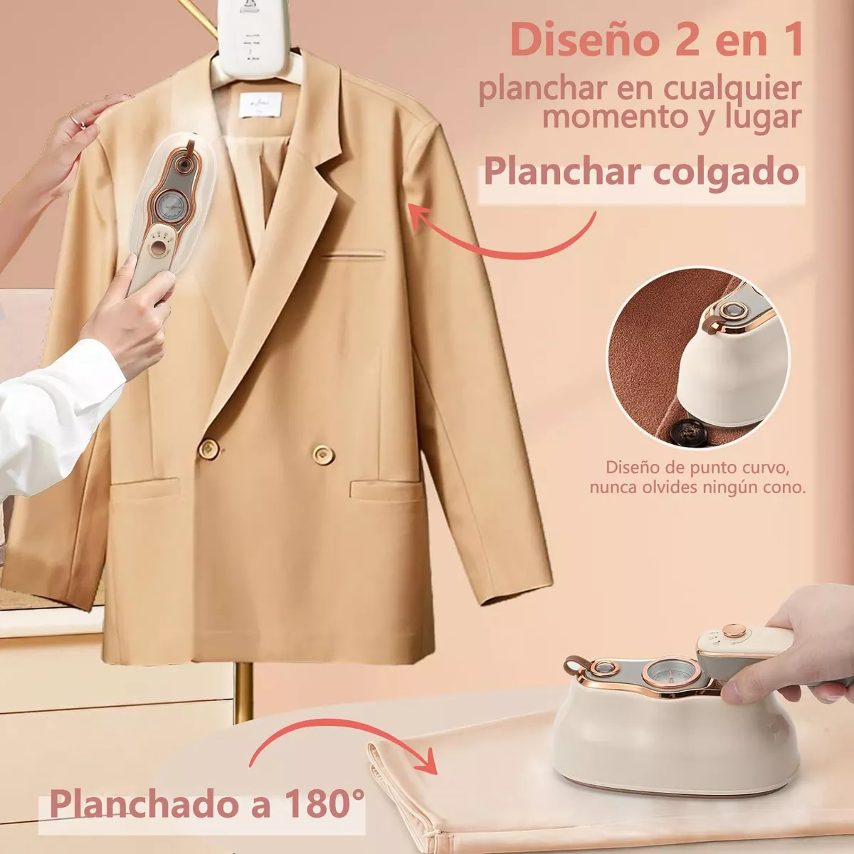 Plancha De Vapor Portátil Para Ropa Doble Uso Seco Y Húmedo