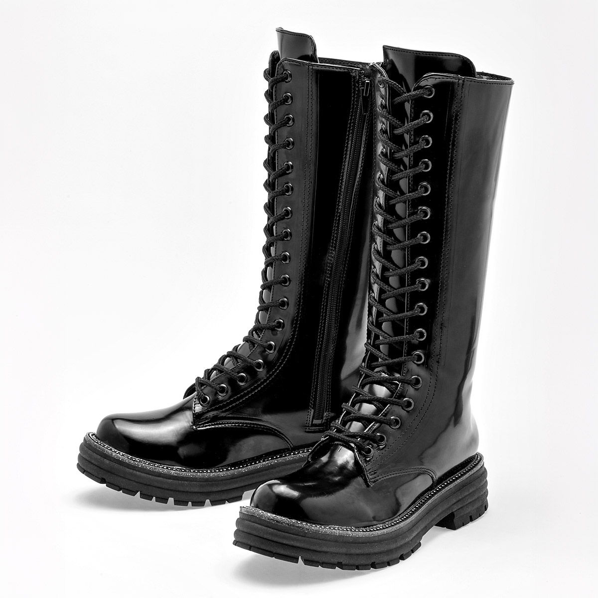 Mutante Bota Larga Urbana Mujer en Charol Tubo 31 cm Color Negro E9