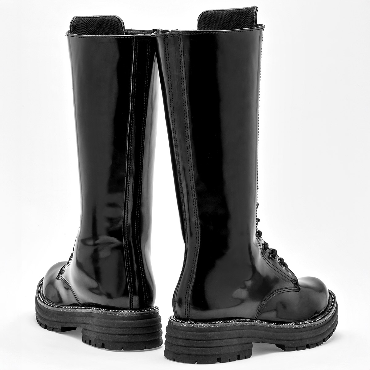 Mutante Bota Larga Urbana Mujer en Charol Tubo 31 cm Color Negro E9
