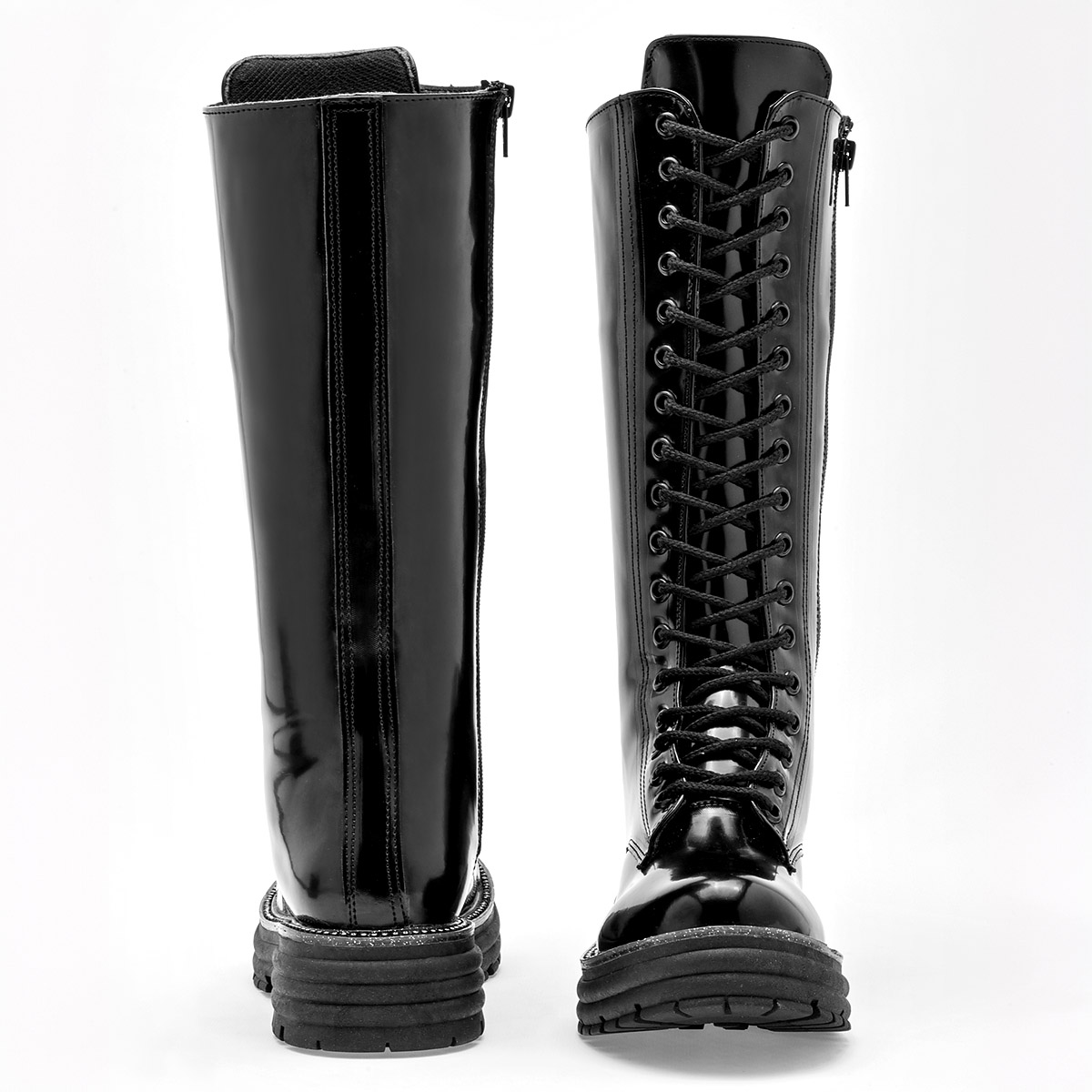 Mutante Bota Larga Urbana Mujer en Charol Tubo 31 cm Color Negro E9