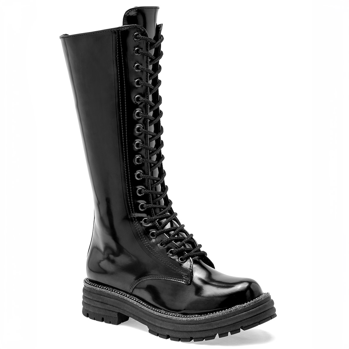 Mutante Bota Larga Urbana Mujer en Charol Tubo 31 cm Color Negro E9