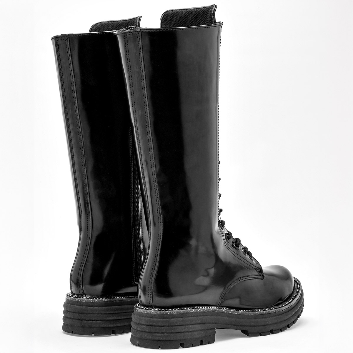 Mutante Bota Larga Urbana Mujer en Charol Tubo 31 cm Color Negro E9