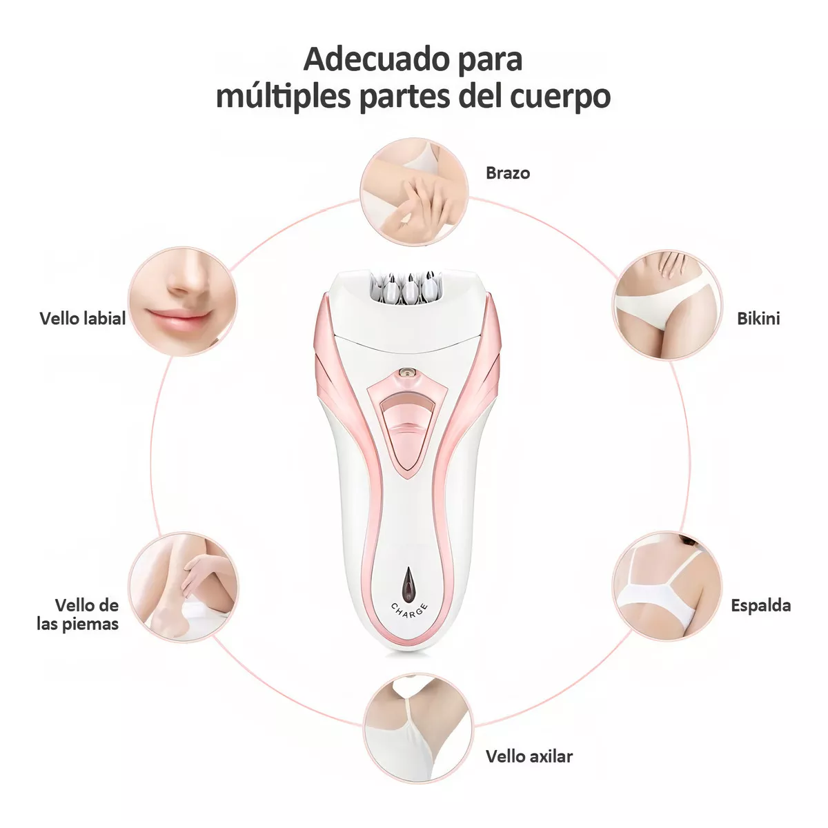 Rasuradora inalámbrica blanco y rosa 110V/220V