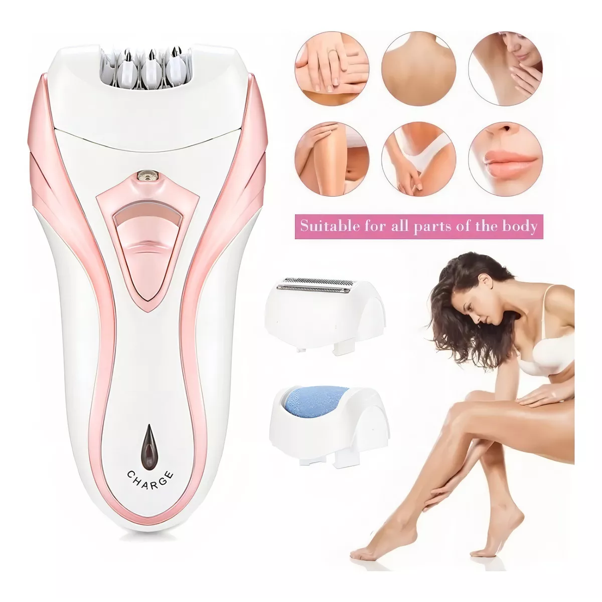 Rasuradora inalámbrica blanco y rosa 110V/220V