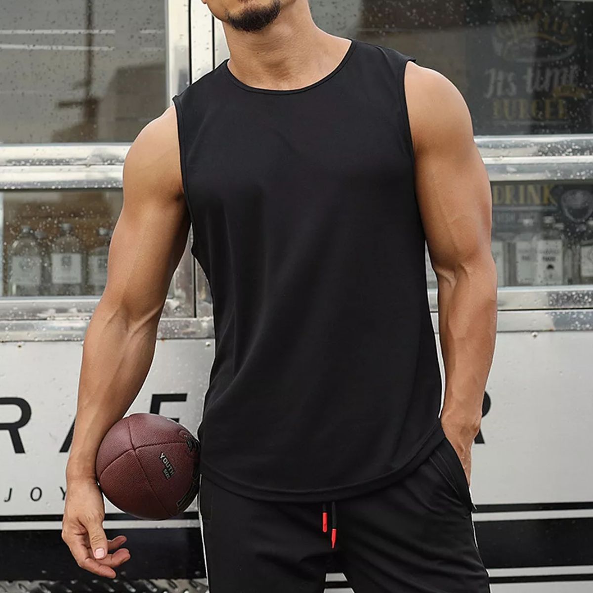 Fit Super Cómoda Playera Hombre Deportiva Negro Talla 3XL