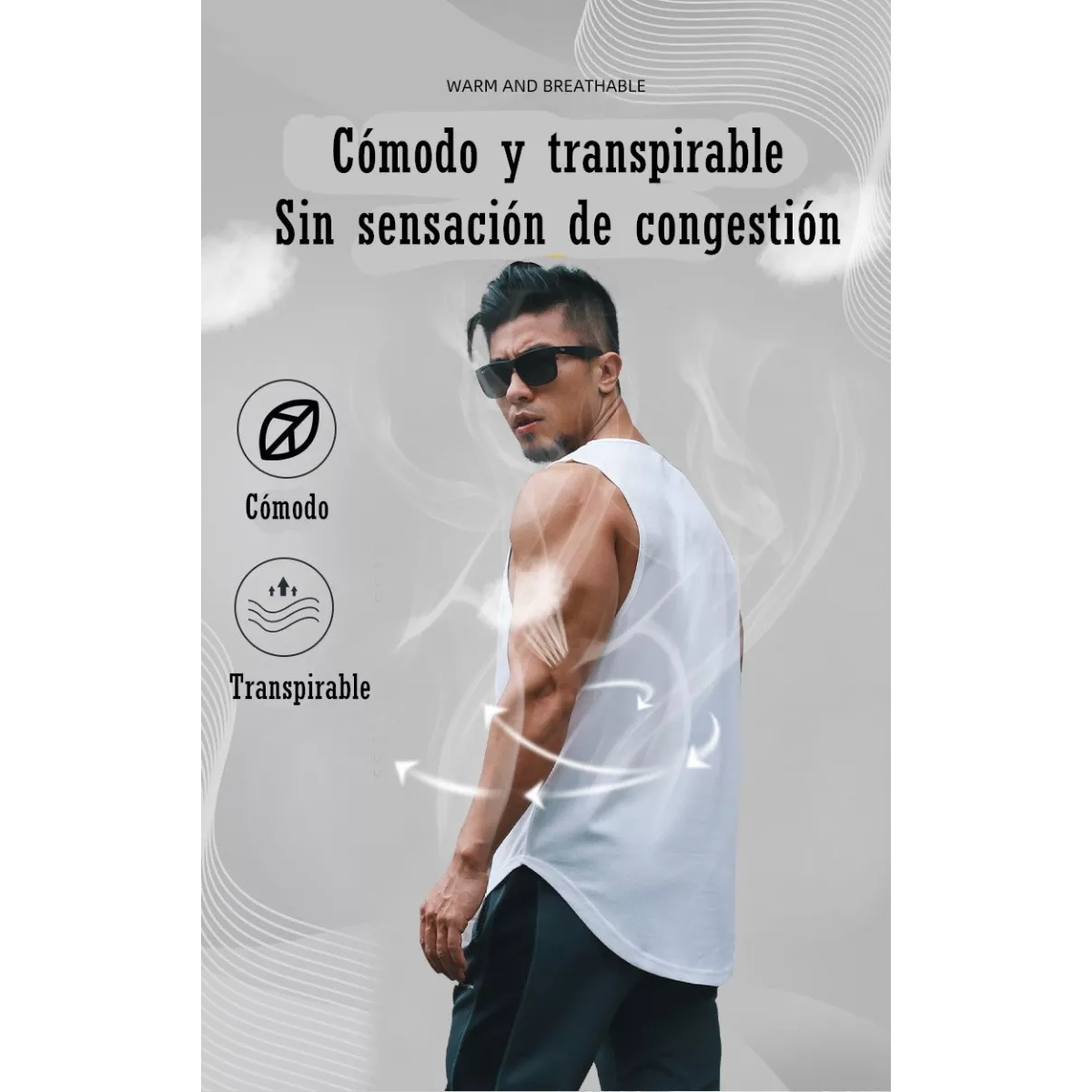 Fit Super Cómoda Playera Hombre Deportiva Blanco Talla 3XL