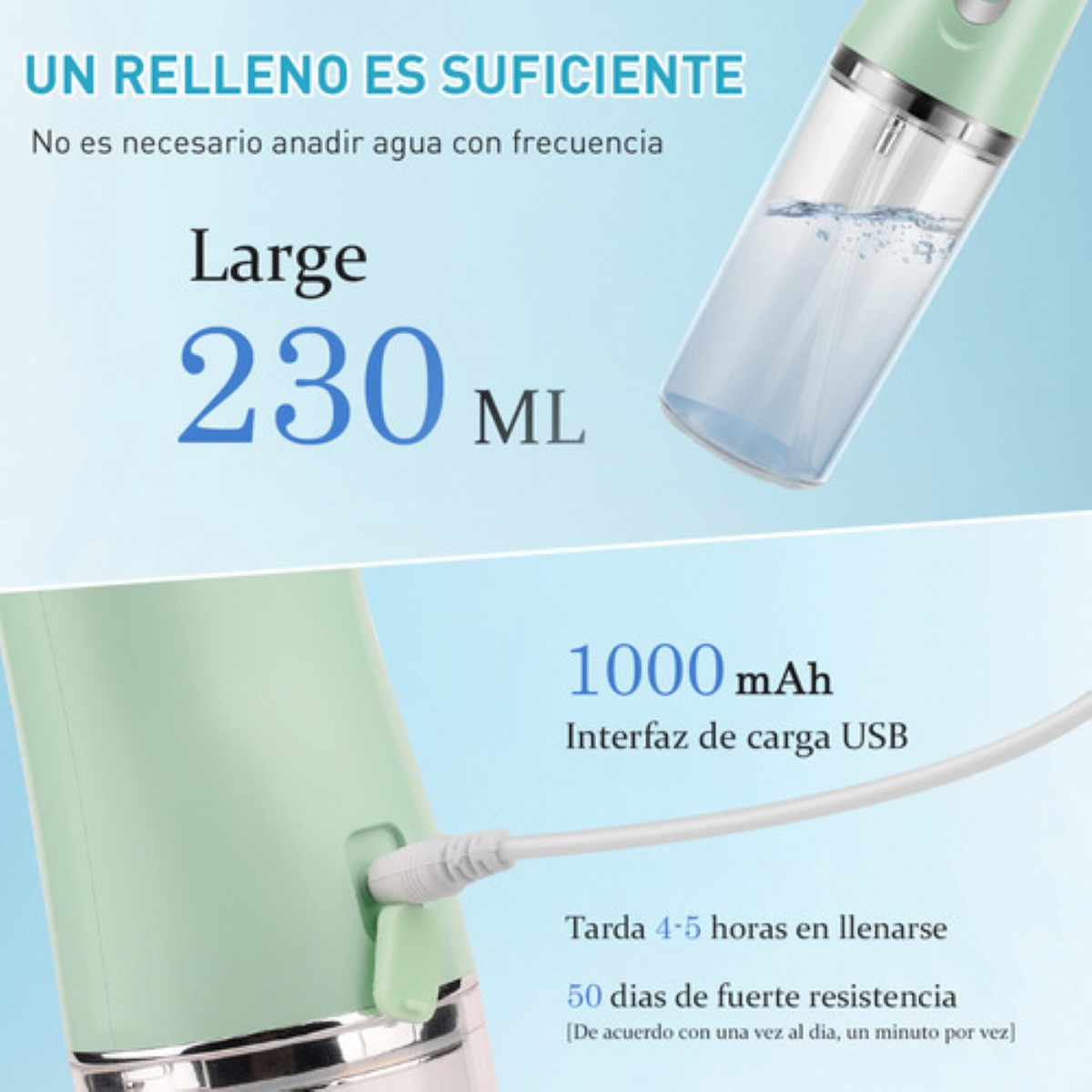 Irrigador Bucal Limpiador Dientes Eléctrico Con 8 Boquillas verde
