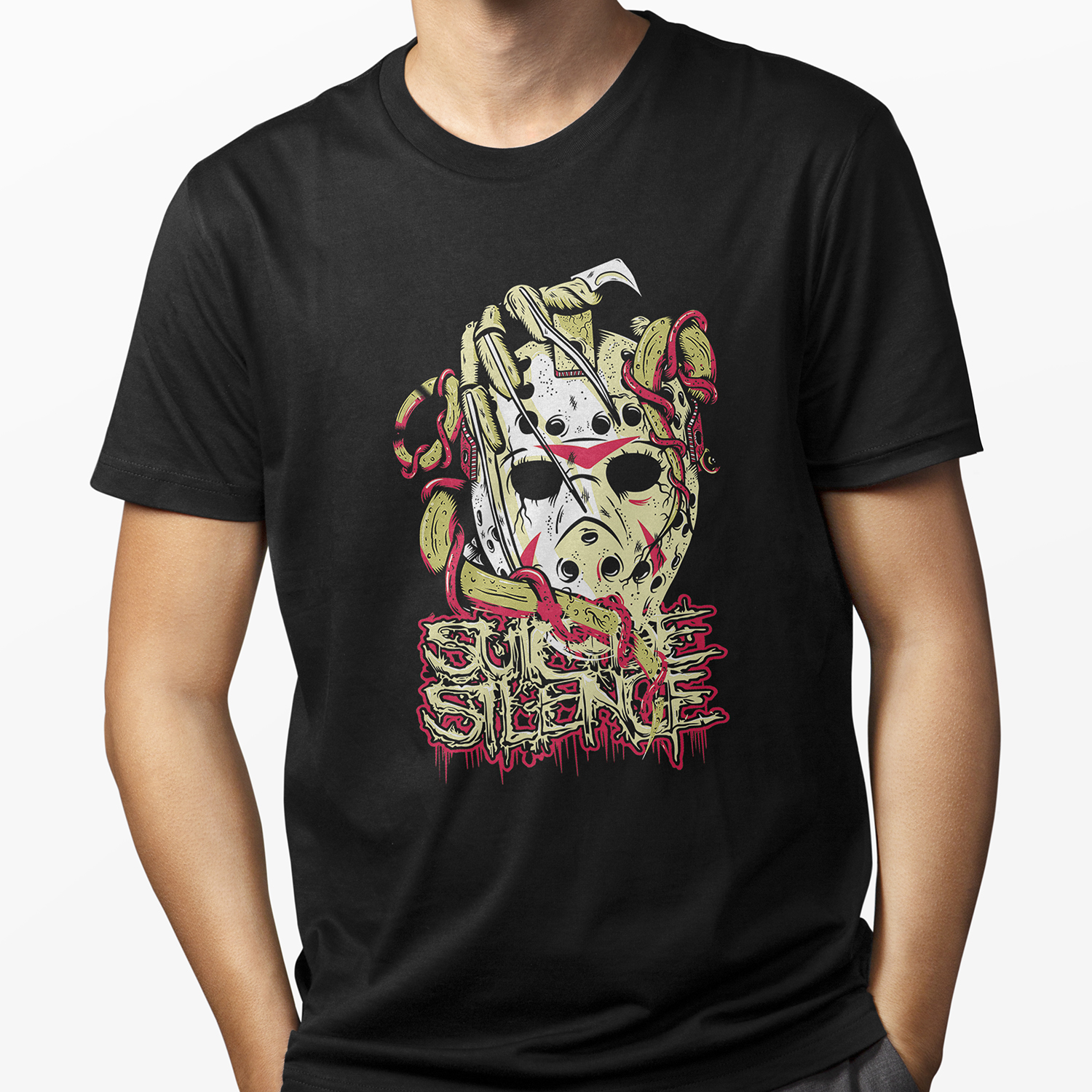 Playera para hombre Suicide Silence Máscara Sangrienta XOLO