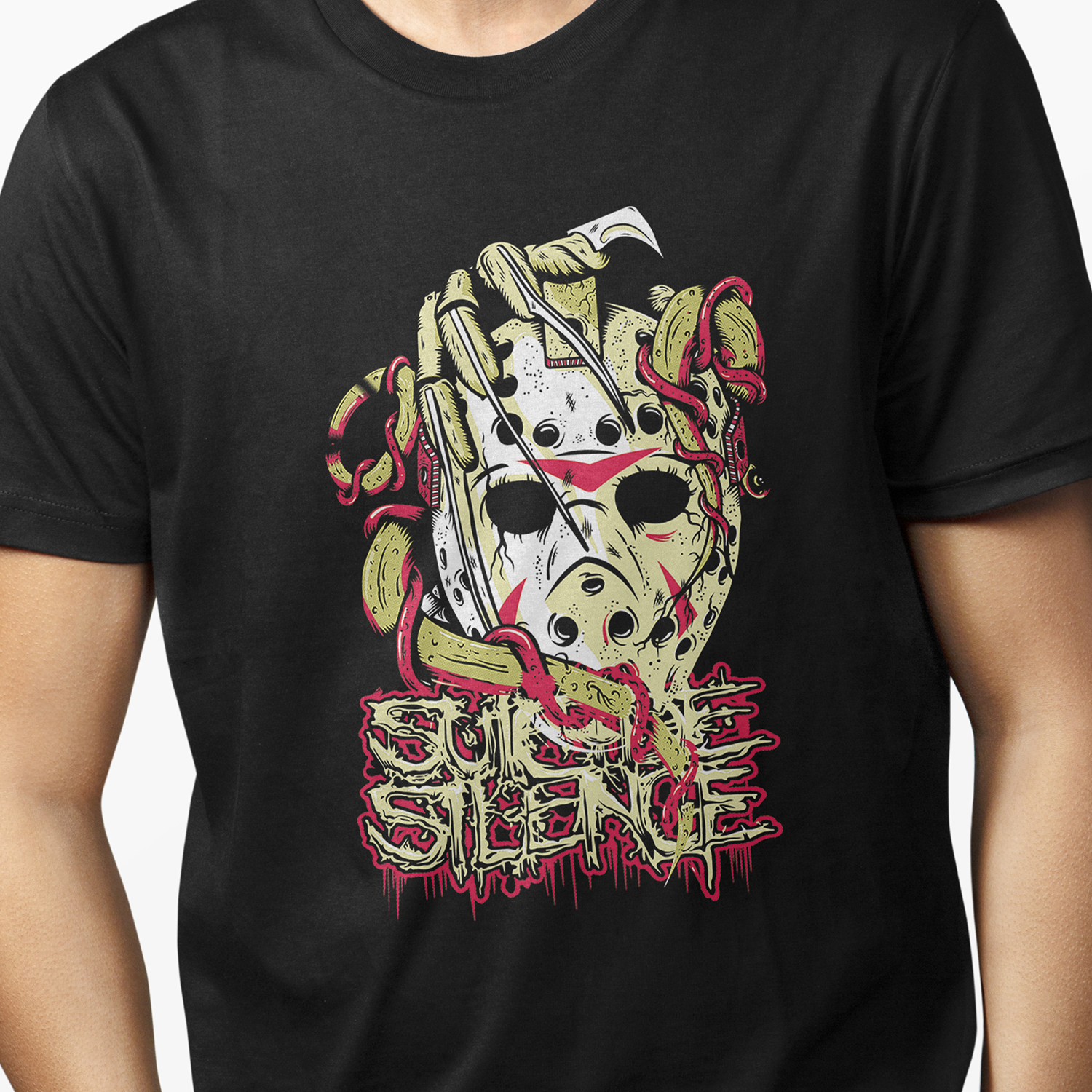 Playera para hombre Suicide Silence Máscara Sangrienta XOLO