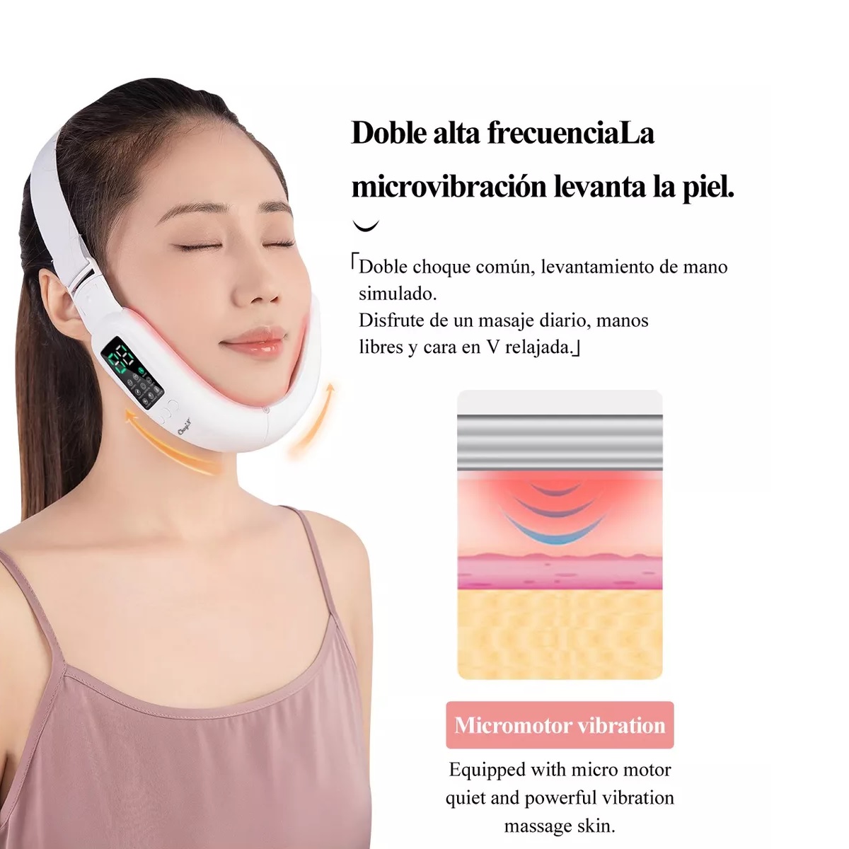 Reductora De Papada Ems Masajeador Facial Led Anti Arrugas