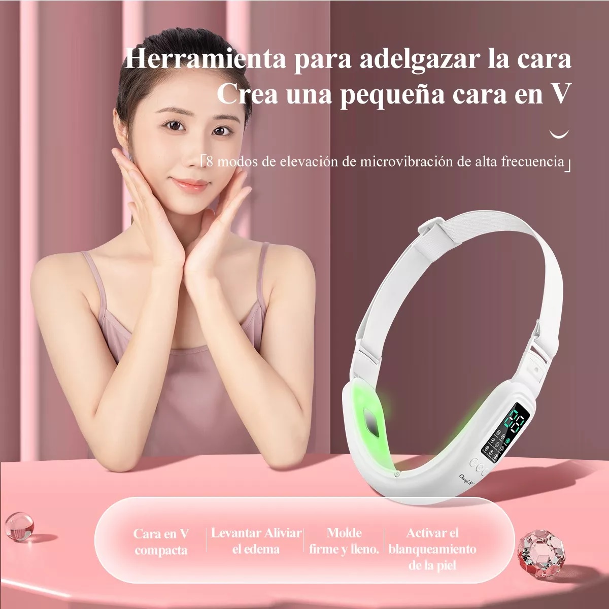 Reductora De Papada Ems Masajeador Facial Led Anti Arrugas