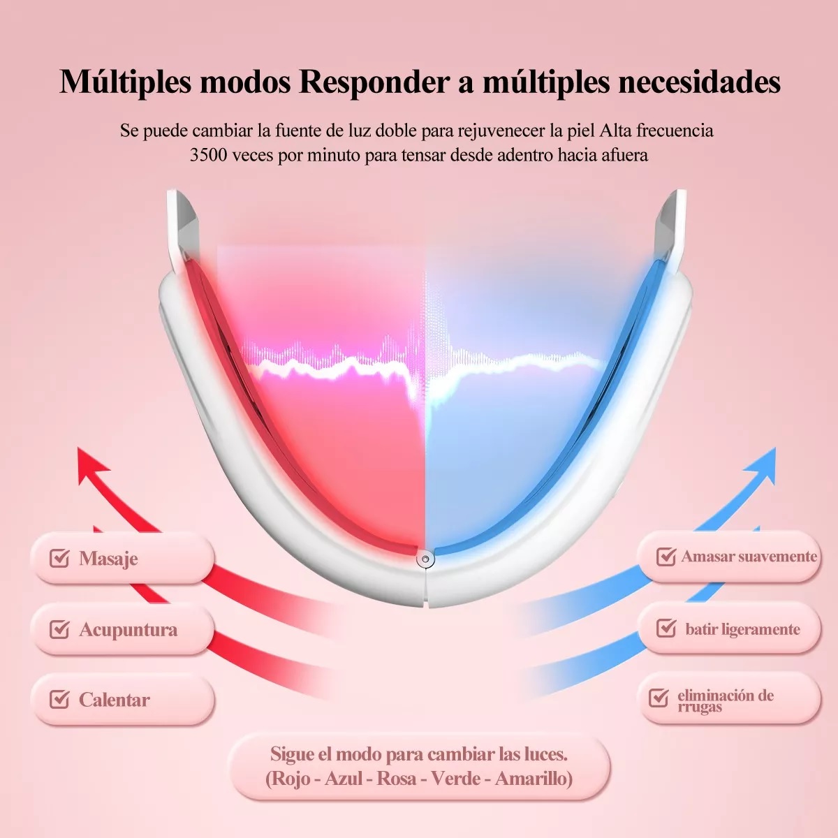 Reductora De Papada Ems Masajeador Facial Led Anti Arrugas