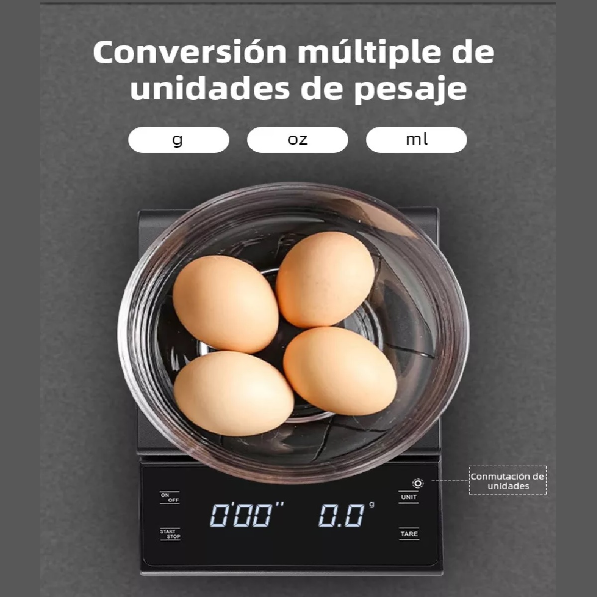 Báscula Digital De Cocina Con Función Temporizada 0.1g/5kg Negro