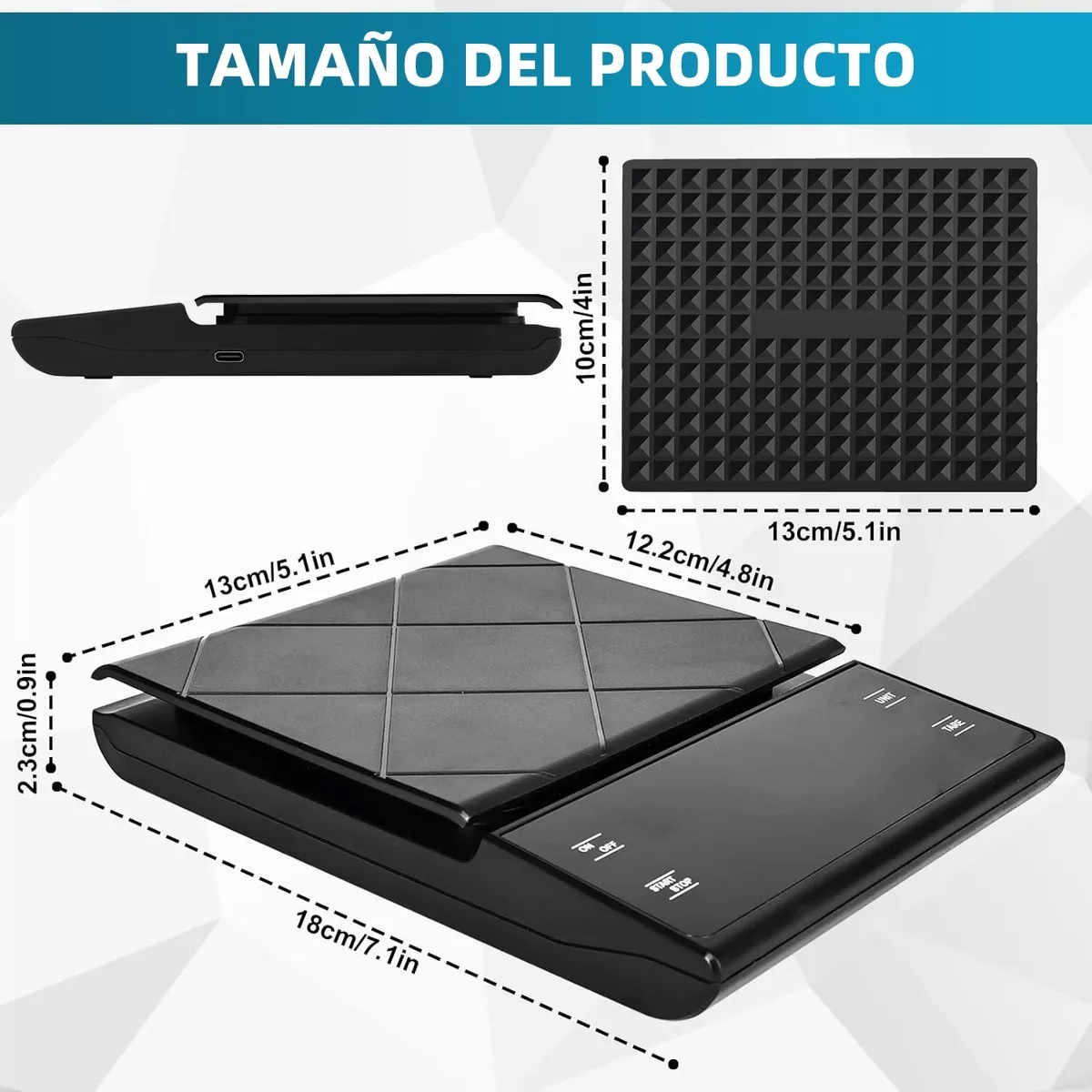 Báscula Digital De Cocina Con Función Temporizada 0.1g/5kg Negro