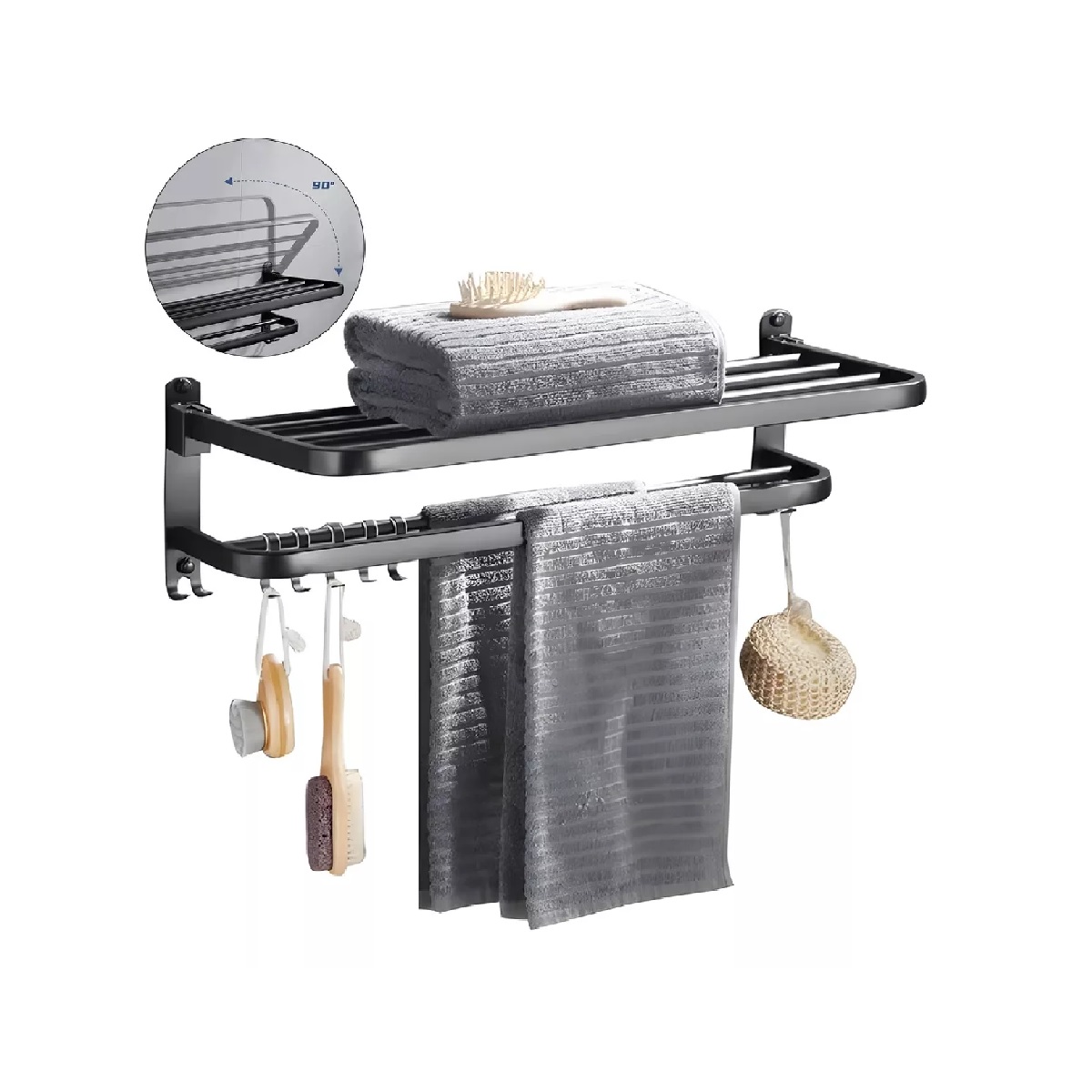 Toallero Soporte De Toallas Estante Para Baño De Pared 60cm