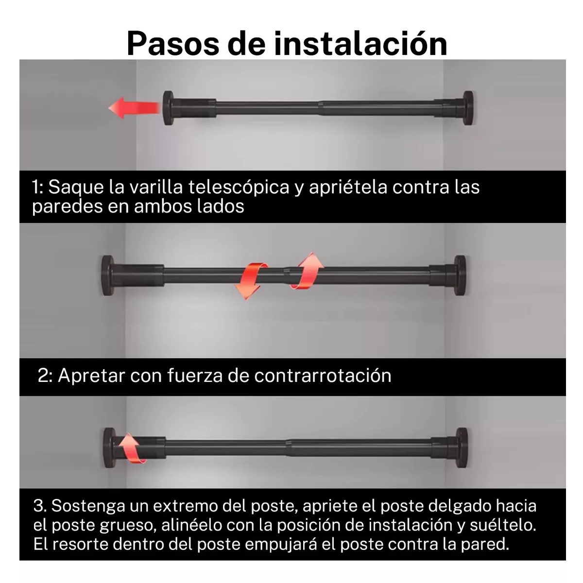 Barra Cortina De Cortinero Baño Expandible 110cm A 200 Cm