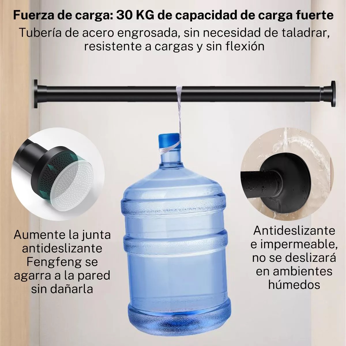 Barra Cortina De Cortinero Baño Expandible 110cm A 200 Cm