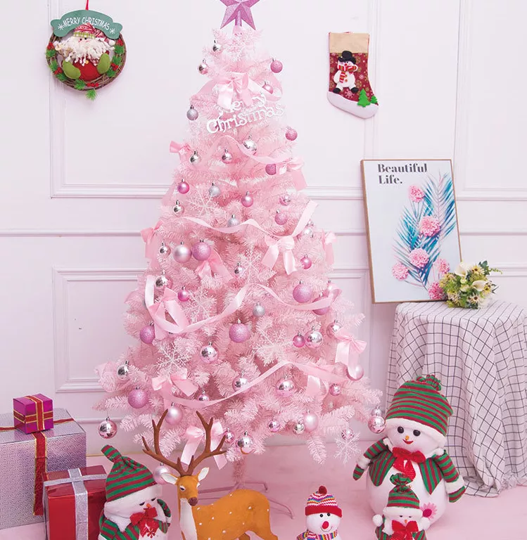 Árbol de Navidad Pino de Navidad Artificial Color Rosa Denso Frondoso 1.80 m y 650 Ramas