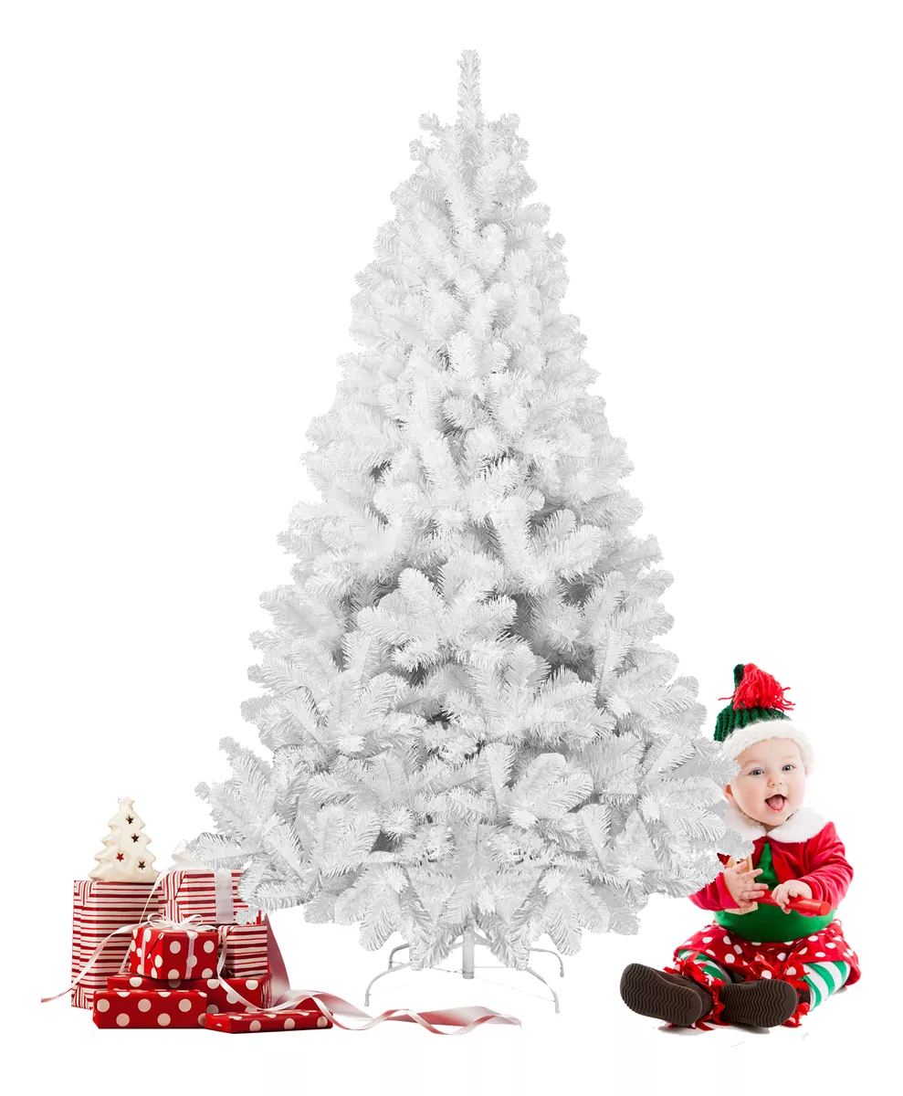 Árbol de Navidad Pino de Navidad Artificial Color Blanco Denso Frondoso 1.80 m y 600 Ramas