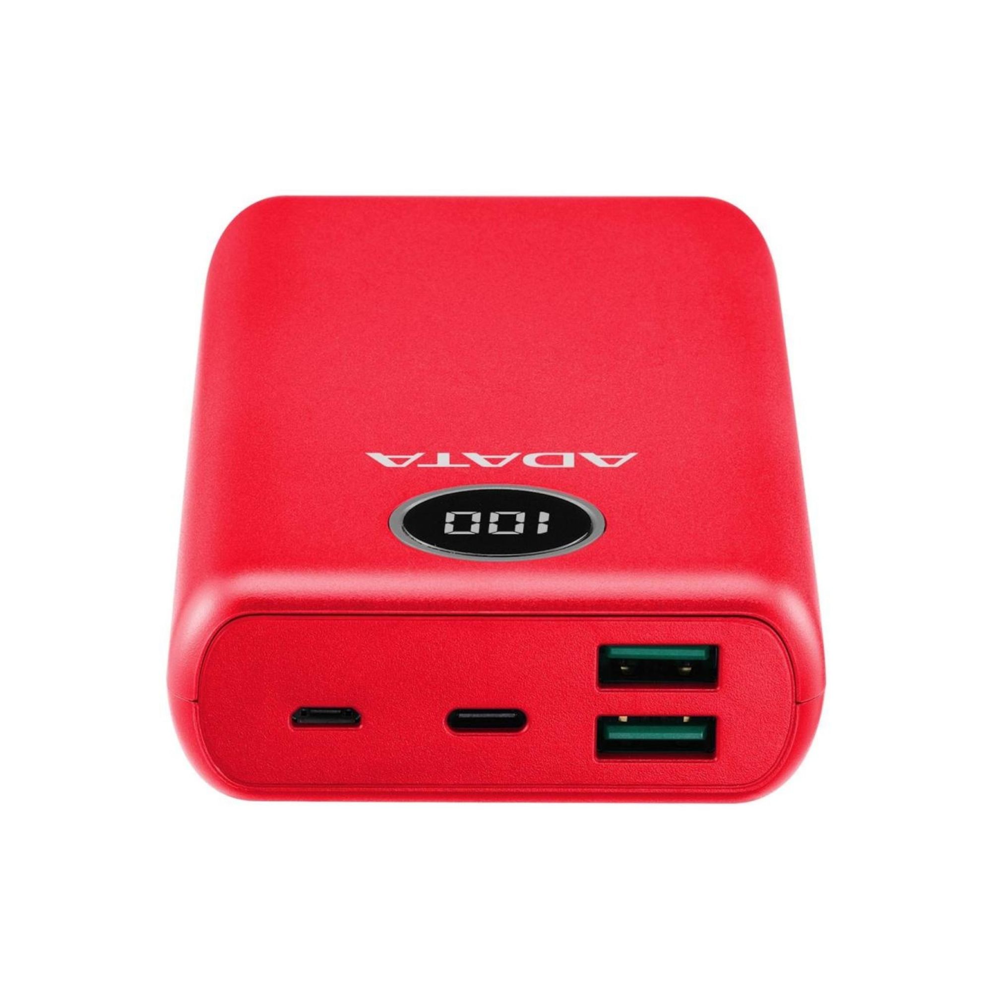 Batería Portátil Adata P20000QCD de 20,000 mAh, USB-A, USB-C, Rojo