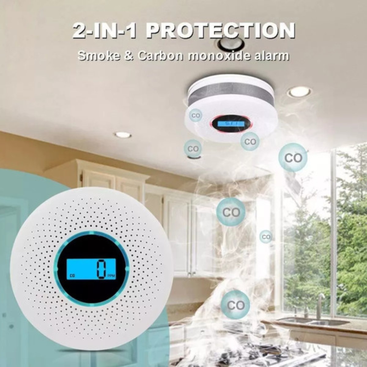 Detector De Gas/humo Co Alarma De Monóxido De Carbono blanco
