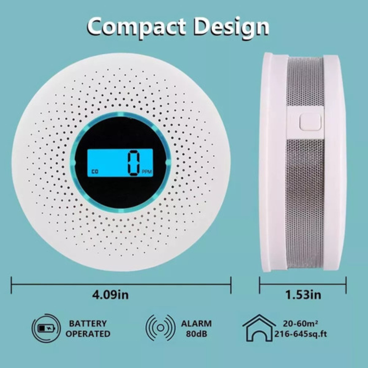 Detector De Gas/humo Co Alarma De Monóxido De Carbono blanco