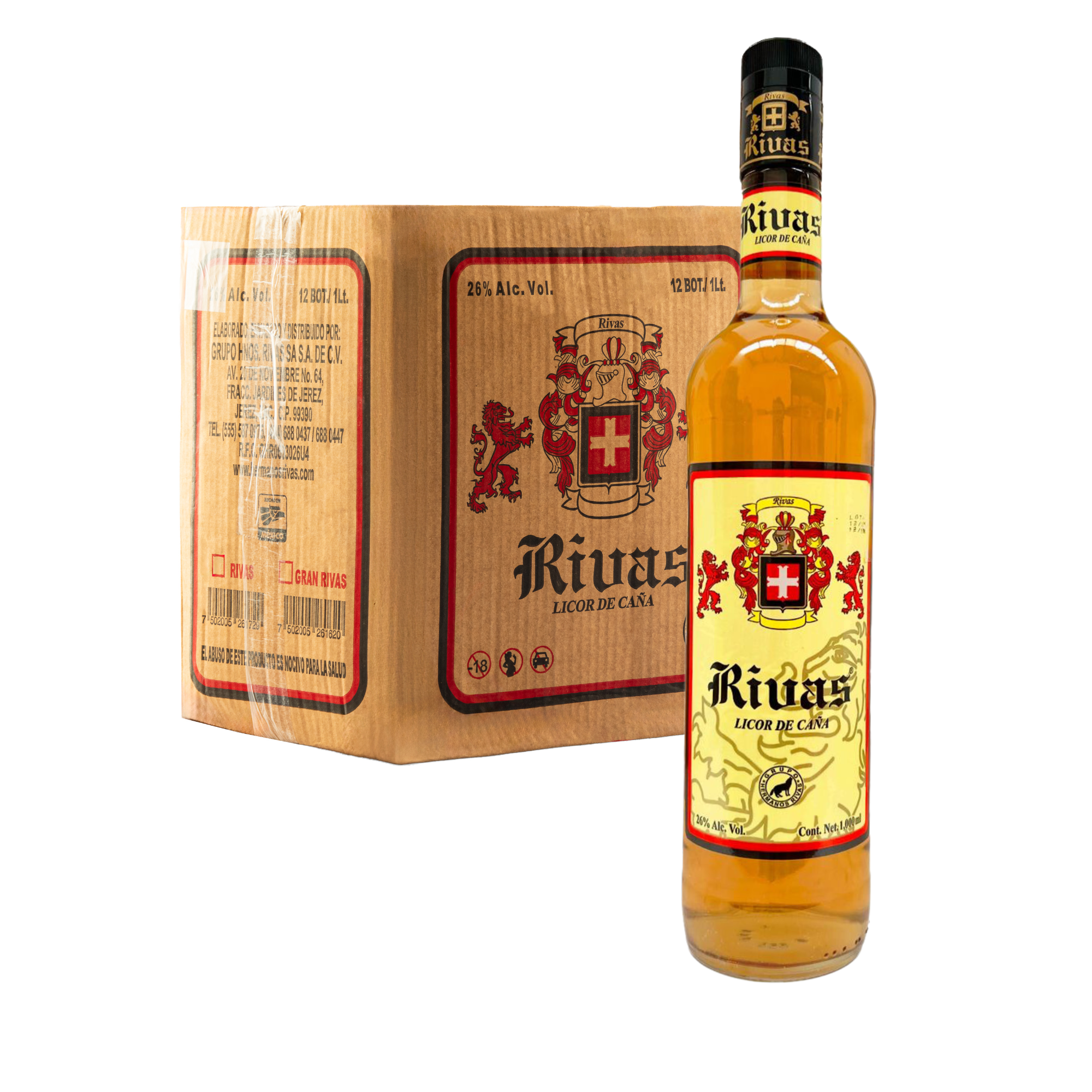 Caja Licor de Caña Rivas Abocado Oro 1000 Ml
